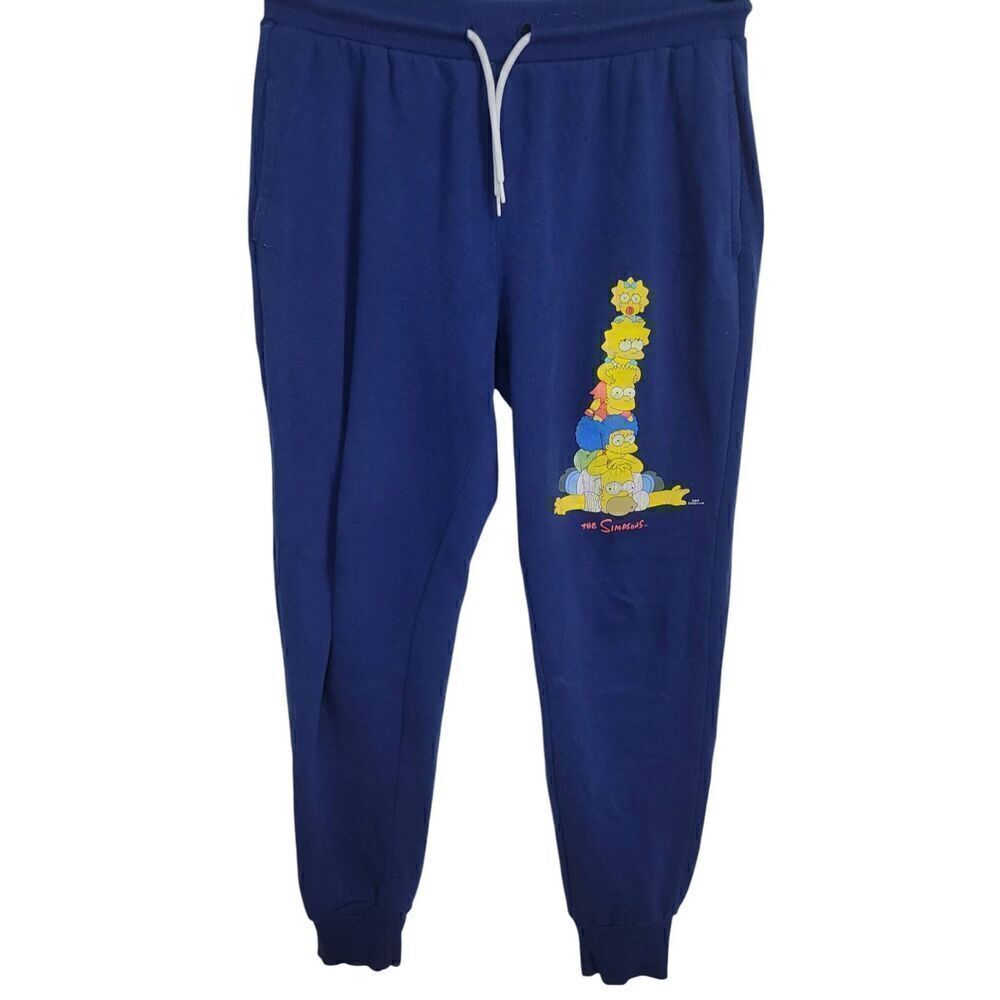 The Simpsons Jogger Sweatpants Women's M Pockets Drawstring Graphic Blue White